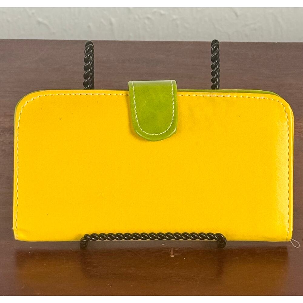 Vintage Yellow and Green Colorblock Wallet Floral Lining